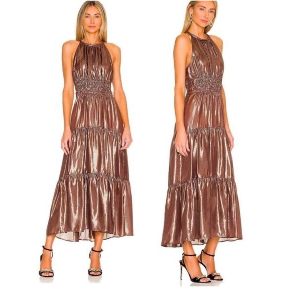 A.L.C. Shimmering Brown Midi Dress